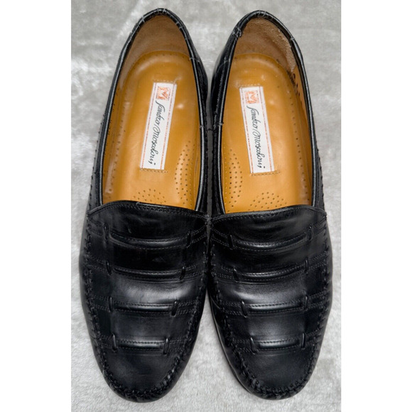 Sandro Moscoloni Lance Black Leather Slip On Loafers Mens US 7.5 Made In Spain - Picture 6 of 6